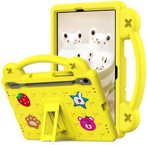 YRH for Galaxy Tab S9 FE/S10 FE Case 10.9-inch, Kids EVA Boys Girls Cover with Stand Handle Dolls for Samsung S9 FE/S10 FE Tablet Case, Yellow