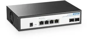 YuLinca 6 Port 10Gbps Managed Switch, 4 x 10G RJ-45 Ports with 2 x 10G SFP+ Slots, Support 10G/5G/2.5G/1000M Auto-Negotiation, Smart Web Managed Gaming Switch