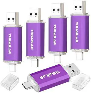 Thkailar 5Pack 128GB 3.0 USB C Thumb Drive,120MB/s Read Speed, USB C Drive Flash Drive for Data Storage,Compatible with iPhone 15/16,Android Smartphones,Mac,PC,Tablets