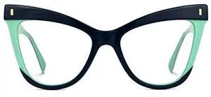 Zeelool Women's Chic Acetate Oversized Cat Eye Blue Light Blocking Glasses Two-tone Eyewear Silke ZJGA536976-02 Blue