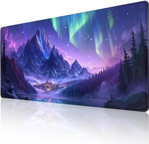 ZOCOZY Extended Mouse Pad Large Gaming Mouse Pads - Aurora Painting Northern Lights Mountains Stars Desk Pad Computer Desk Mat Non-Slip Mousepad for Game Players, Office, Study (48" x 24")