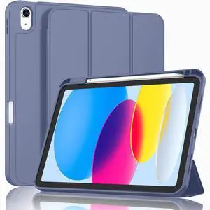 ZryXal iPad (A16) Case/iPad 10th Generation Case [11-Inch 2025/10.9 Inch 2022] with Pencil Holder, Smart Cover with Soft TPU Back [Support Auto Wake/Sleep] (Lavender)