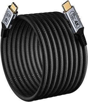 BAWIOFIAU 20FT/6M USB-C to USB-C 20Gbps Cable, 4K@60Hz Video, 100W PD Fast Charging, Durable Braided Nylon