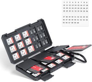Memory Card Case Carrier with 3 Individual Slim Credit Card Size Memory Card Holder for 36 SD SDXC SDHC & 74 TF MSD Cards,Water-Resistant Micro SD Card Organizer Achieve Easy Daily Carry & Storage