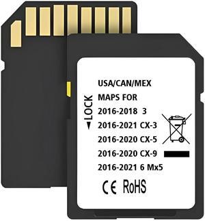 Latest Navigation SD Card, Compatible with: (2016-21)-Cx3. (2016-20)-Cx5. (2016-20)-Cx9. (2016-22)-Mx5. (2016-18)-3. (2016-22)-6, Can/Mex/USA Maps