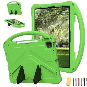 UUcovers for iPad Pro 12.9 inch Kids Case 6th/5th/4th/3rd Generation (2022/2021/2020/2018) with Kickstand/Pencil Holder/Handle Stand Lightweight Soft EVA Shockproof Heavy Duty Protective Cover, Green
