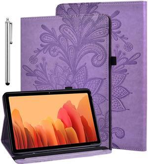 VODEFOX Case for  Kindle Fire HD 8 Tablet & 8 Plus Tablet(12th/10th Generation,2024/2022/2020),Lace Floral Embossed PU Leather Stand Case Folding Stand Protective Cover - Purple