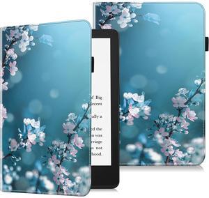 VODEFOX Case for 6.8" Kindle Paperwhite 11th Generation 2021,Kindle Paperwhite Signature Edition Case,PU Leather Book Cover with Auto Wake/Sleep - Plum Blossom
