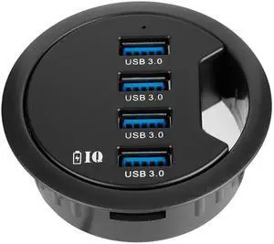 WDX Grommet Hole in Desk USB 3.0 4 Port Hub/BC 1.2 USB Charger, for iPad/Tablet and iPhone/Smart Phones