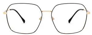 Zeelool Classic Metal Glasses Geometric Eyewear Blue Light Blocking Glasses Computer Eyewear Oversized Glasses for Women and Men ZGM282046-02 Black