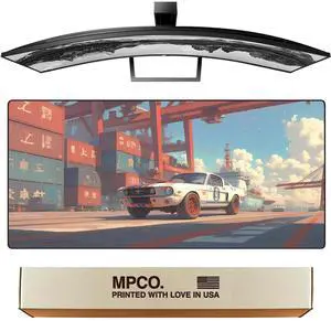 MPCO. Manga Motors Large Gaming Desk Pad - 36" x 17" Duraglyde Fabric Meis-Mustang Desk Mats - Non-Slip, Washable, Smooth Glide for Precision Gaming & Work