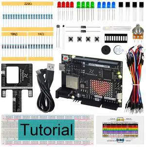 Freenove Basic Starter Kit with Board V5 Rev4 WiFi (Compatible with Arduino IDE), Arm Cortex-M4 Microcontroller, Onboard ESP32-S3, 179-Page Detailed Tutorial, 140 Items, 34 Projects