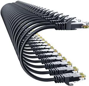 Cat 6 Ethernet Cable 3FT (24Pack), Cat6 Ethernet Patch Cable 10Gbps, High-Speed UTP Cat6 Network Cable Pure Copper, Cat 6 Cable for Home and Office Network, Black