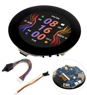 Waveshare ESP32-S3 2.1inch Round Touch Screen with 32-bit LX7 Dual Core Processor, 480 × 480 Resolution, 262K Color, Support Wi-Fi & BLE 5