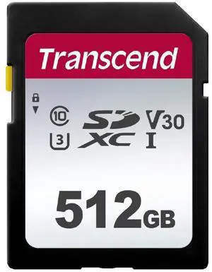Transcend 512GB SDXC Memory Card, Up to 100MB/s, UHS-I U3 V30, 4K UHD & Full HD, Class 10 High-Speed SD Card for Canon, Nikon, Sony, Pentax, Kodak, Olympus, Panasonic Digital Cameras