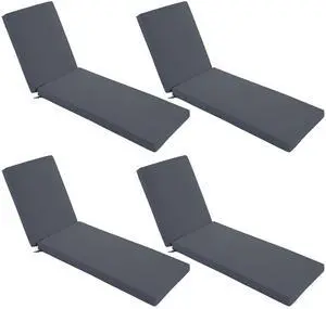 Summsun Chaise Lounge Cushions Outdoor Set of 4 - Waterproof and Fade Resistant Sun Lounger Replacement Cushions - Patio Lounger Pads with Removable Cover for Pool, Deck, 72 x 21 x 3 Inch, Dark Grey