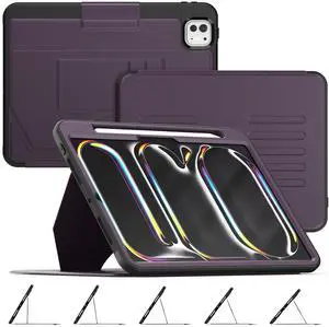 HXCASEAC Cover for iPad Pro 11 inch 5th Generation Case 2024 (M4), with 7 Angles Magnetic Stand & Pencil Holder & Strong Magnets Support Stick to Fridge (A2836 / A2837 / A3006) Pro11 5th Gen - Purple