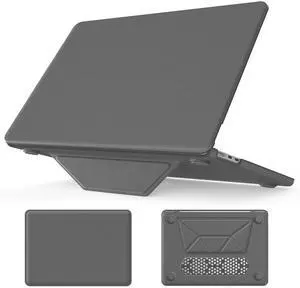 Batianda Premium PU Leather Case for New MacBook Air 13 inch 2025 M4 2024 2022 Model A3240/A3113/A2681 Elegant Protective Cover with Foldable Stand, Full Protection and Anti-Slip Pads, Grey