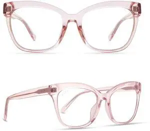 DIFF Winston Designer Cat Eye Blue Light Blocking Glasses women UV400 Computer glasses, Light Pink Crystal