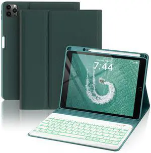OYEEICE Keyboard case for iPad 9.7 inch, iPad 6th Gen (2018), iPad 5th Gen (2017), iPad Air 2 (2014) - 7 Color Backlit Wireless Keyboard with Pencil Holder for iPad 6th/5th Pro 9.7'' Air 2/1 - Teal