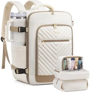 LOVEVOOK Travel Backpack For Women,50L Carry On Backpack Flight Approved,TSA Personal Item Travel Bag Fits 18 Inch Laptop,Business Weekender Overnight Daypack with 3 Packing Cubes
