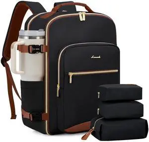 LOVEVOOK 40L Travel Backpack for Women & Men, Large Carry on Backpack for Airplanes with 3 Packing Cubes, TSA Personal Item Travel Bag fits 17" Laptop, Waterproof Travel Essentials Airline Approved