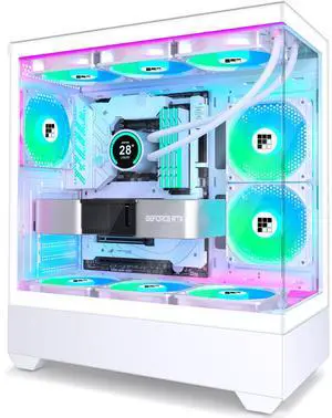 FOIFKIN PC Case - Pre-Installed 6 PWM ARGB Fan, ATX Mid-Tower Gaming PC Case, Type-C,FOIFKIN (White, F1)