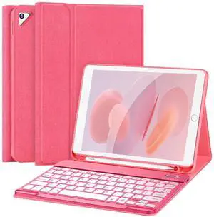 FUWANG Keyboard Case for iPad 9th 8th 7th Generation 10.2 inch, Detachable 7 Colors Backlit for iPad 9th Generation Case with Keyboard, Keyboard Case for iPad Pro 10.5"/Air 3rd Gen, with Pencil Holder