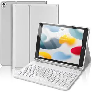 Keyboard Case for iPad 9th Generation 2021 10.2 Inch, Detachable Wireless Rechargeable Keyboard for iPad 8th/7th Gen, Slim Folio Stand Cover with Pencil Holder for iPad Pro 10.5" / iPad Air 3rd Gen