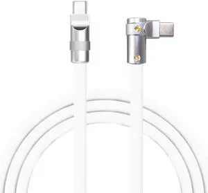 chubbycable FlexElbow Pro - 90 Degree Design 240W Fast Charge Cable Ultra-Thick Silicone Right Angle USB C Cable Phone Tablets Charging Cord, White, Type-C to Type-C, 16.4FT