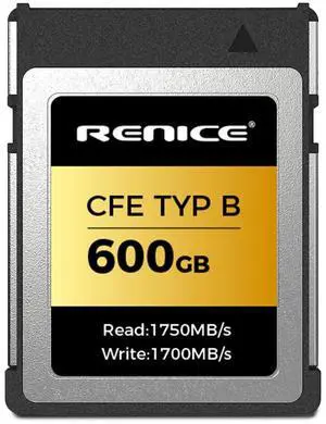 RENICE Professional 600GB CFexpress Type B Memory Card-Up to 1750MB/s Read-Flash PCIe Gen3.0x2 NVMe 1.3 Ultra Low Power Consumption