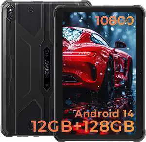 HOTWAV R8 Rugged Tablet Android 14, 10.1 inch HD+ Display 10800mAh Battery, Octa-Core 12GB RAM+128GB ROM+1TB Outdoor Tablet, 13MP+5MP Camera IP68/IP69K Waterproof, 4G Dual SIM/5G WiFi/BT5.1/GPS