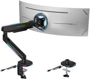 THRONMAX MX100 Monitor Mount for 12''-45'' inch Screens, Heavy Duty Fully Adjustable Steal Stand, Gas Spring Arm, VESA Mount with Clamp, Black