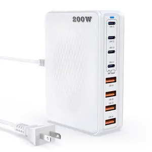 200W GaN III 8-Ports USB C Fast Charger, Type C Block, QC4.0 Fast Phone Charging Station Hub PD 65W Laptop Charger Power Adapter for iPad/Air/Pro iPhone 16/15 MacBook Pro/Air, Dell, Steam Deck