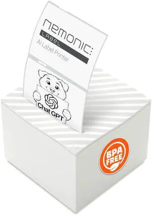 MANGOSLAB Nemonic AI | Label Printer | Sticky Note | Compatible with CHATGPT | Inkless Bluetooth Thermal Label Printer for Small Business | Portable Wireless
