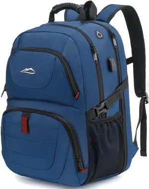 ProEtrade Travel Backpack, Extra Large Laptop Backpack School Business Anti Theft TSA Approved College Work Computer Bag Fits 17 Inch Laptop with USB Charging Port Bookbag for Women Men(Blue)