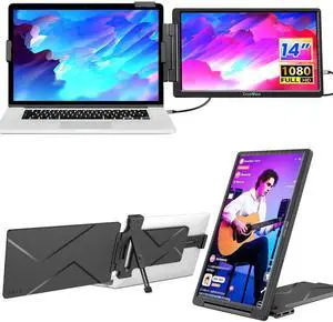 FamilyKit Laptop Screen Extender, 14" 1080P CrowView Laptop Monitor Extender, FHD Portable Monitor for Laptop (13"-16.5"), Compatible with Android Mac Wins