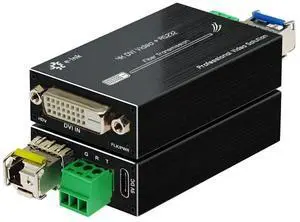 Steloproad Mini 4K DVI Fiber Extender - DVI to Fiber Converter UHD 4Kx2K DVI Video Optical Transceiver Up to 20km Over Single-Mode Fiber with Backward RS232