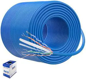 Cable Matters [UL Listed] 10Gbps in-Wall (CM) Rated 23AWG Bare Copper Cat 6 Cable - 1000ft, Solid, UTP Cat6 Bulk Ethernet Cable, Cat6 Ethernet Cord, Blue