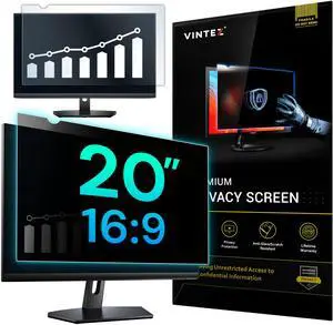 VINTEZ 20 Inch 16:9 Privacy Screen for Computer Monitor and Laptop - Anti Glare Protector Film Blue Light Filter Eye Protection - Computer Screen Privacy Shield, [1 Pack]