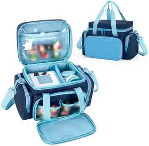 LoDrid Carrying Case Compatible with Tonie, Storage Bag Organizer for Audio Player Set and Accessories with Handle and Shoulder Strap, Blue, Bag Only (Patent Design)