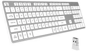 BFRIENDit Wireless Keyboard Ultra - Quiet Chocolate Keys 2.4GHz Connection Slim Wireless Computer Keyboard for Mac, Windows 11/10/8/7/Vista, Microsoft & PC, Smart TV, RF1430K - Silver