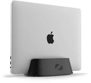 HumanCentric Vertical Laptop Stand in Black Aluminum, Upright Adjustable Holder and Dock, Laptop Vertical Stand Fits MacBook Pro and Other Laptops .5" to 1.5", Clamshell Compatible