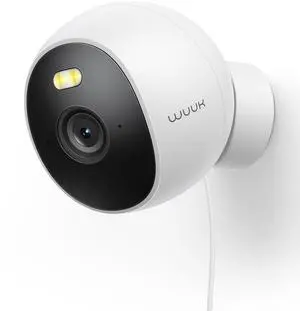 WUUK Security Camera, 4MP Indoor/Outdoor Wired Camera, Face Recognition, Color Night Vision & Spotlight, No Monthly Fee, Magnetic Mount, 2.4 GHz WiFi Only, Compatible with Amazon Alexa and Google Home