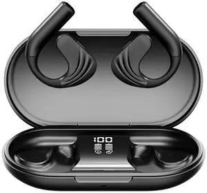 RERBO Open-Ear Wireless Bluetooth Headphones, Stereo Noise Cancelling Earbuds with LED Display Wireless Charging Case, Wireless Bluetooth 5.3 Earphones for Sports/Workout/Running