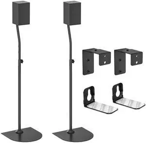 Universal Speaker Stands Pair of Height Adjustable Extend 33" to 42" - Speaker Stand with Soundbar Mount Speaker Wall Mount for Samsung, Vizio, Klipsch and More Rear Speaker Stands for Surround Sound