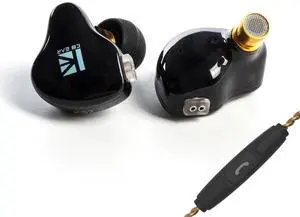 keephifi Wired Earphone KBEAR KS2 Wired Headphone 10mm Composite Diaphragm Unit in Ear Monitor with Detachable Cable HiFi Bass Earbud Noise-Isolating Headset for Audiophile Musician (with mic, Black)