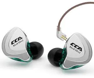 CCA C10 in Ear Monitor Headphone 10 Hybrid Drivers Wired Earbud 4BA 1DD HiFi IEM Earphones Stereo Noise Isolating Earphone with Detachable Cable for Musicians Singers Studio Audiophiles Dj PC