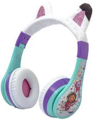 eKids Gabbys Dollhouse Wireless Headphones for Kids, Bluetooth Headphones with Microphone Includes Aux Cord, Kids Earphones for School, Home, or Travel