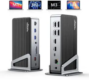 4URPC DisplayLink Docking Station Triple 4K@60Hz Monitor with 120W Power Adapter, Laptop Dock for Thunderbolt 5/4/3, USB C M1/M2/M3/M4 MacBook/Windows(Single 8K)/Chrome(3 HDMI, 2 DP, 6 USB, Ethernet)